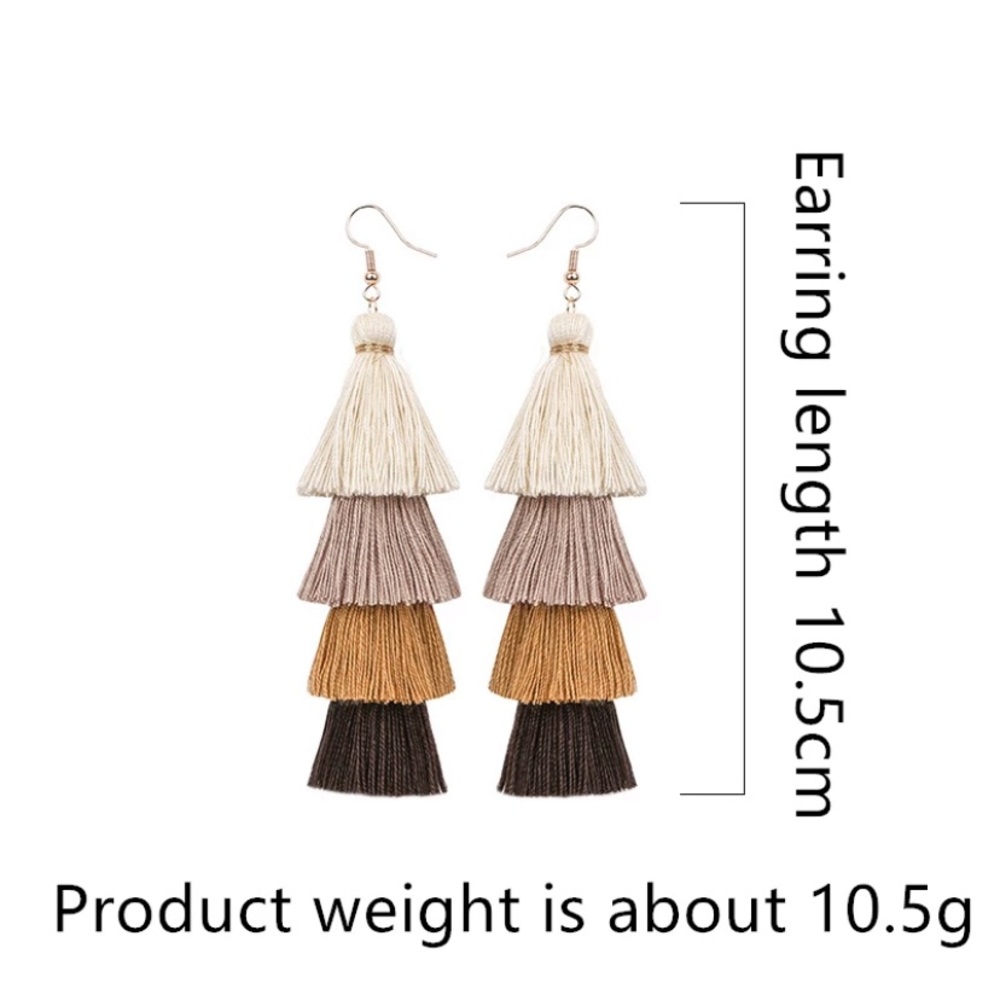 🔴 5/$20 Boho Orange & yellow tassel earrings NEW - Picture 3 of 3